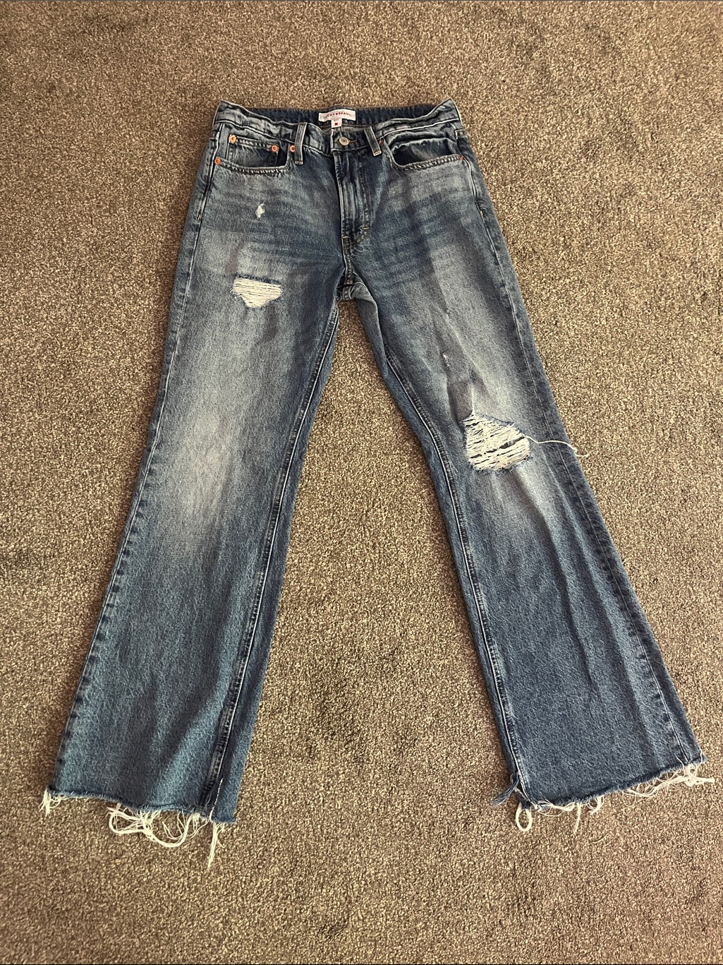 Lucky Brand Faded Distressed WideLeg Jeans  Denim Blue